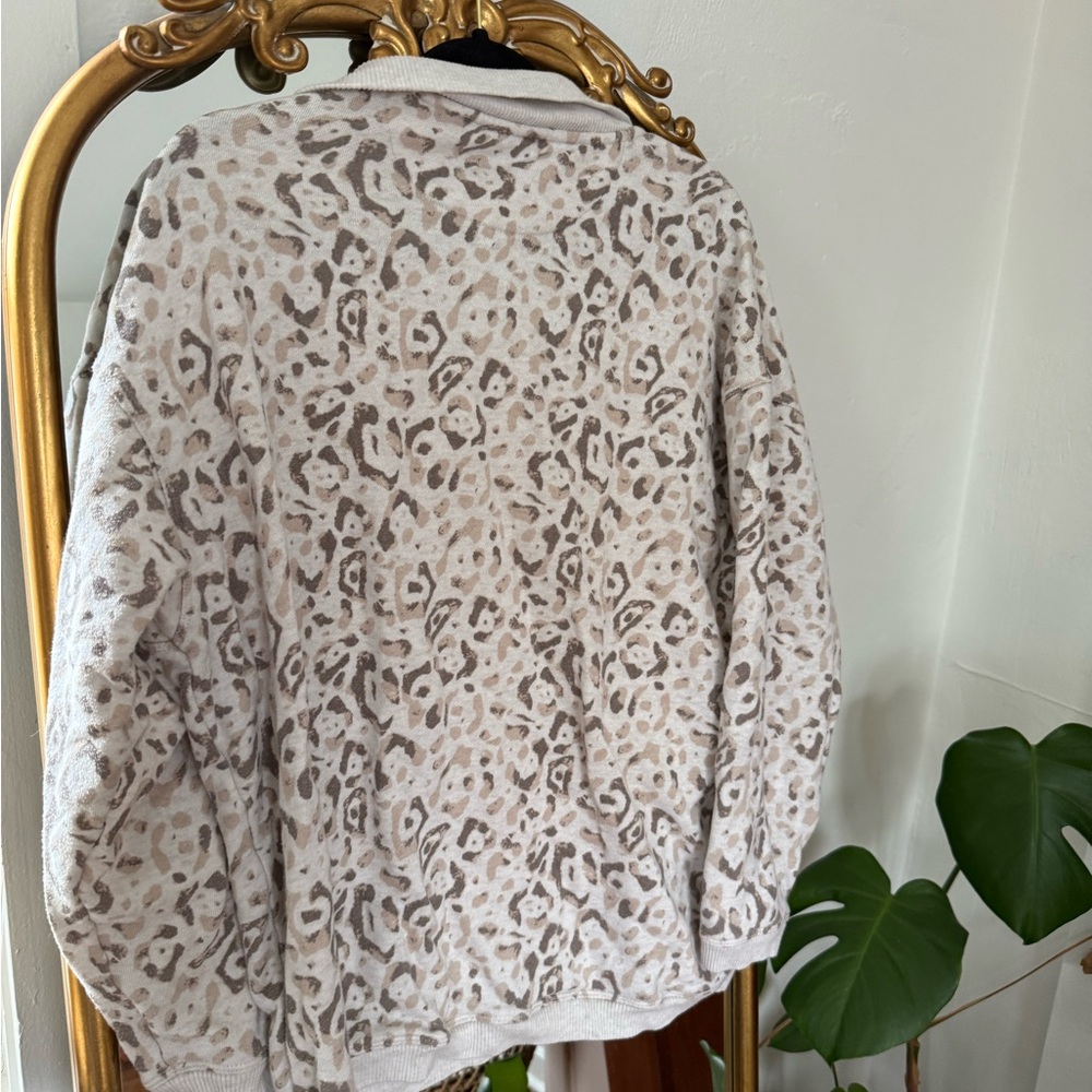 Aerie Leopard Print Quarter-Zip Pullover - Picture 4 of 4